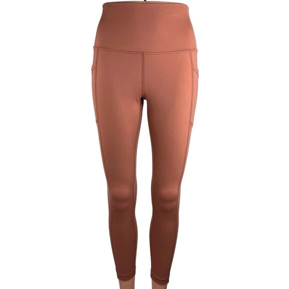 Yogalicious Orange High Rise Pull On Running Cropped Athletic Leggings Size M - Picture 1 of 4
